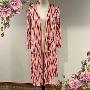 LuLaRoe Colorful Chevron Patterned Sarah open duster‎ size extra small